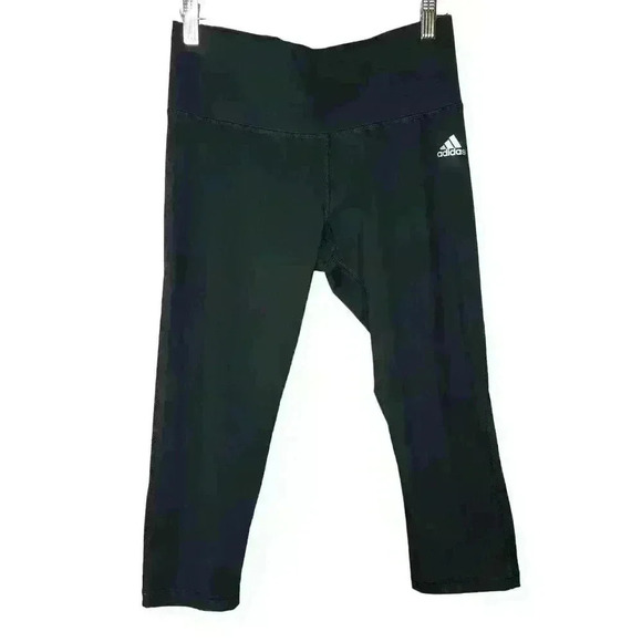 Adidas climalite women's black compression cropped leggings size medium - Picture 1 of 7